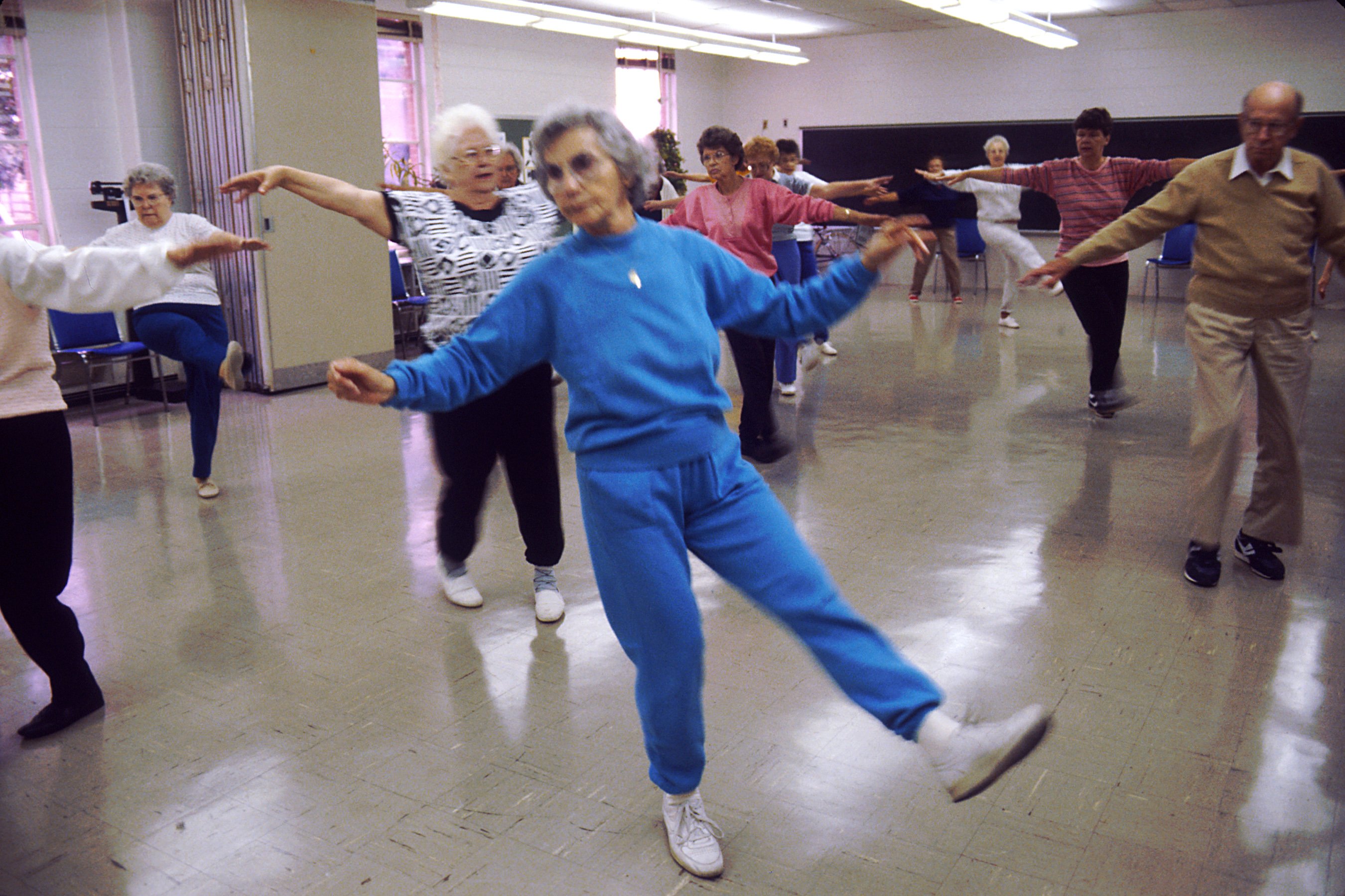 elderly people, exercise, aerobics, health, 100