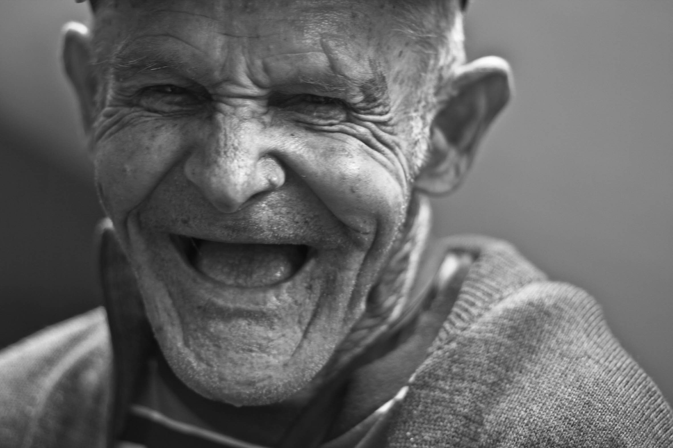 elderly man, laughing, happiness, health, old age