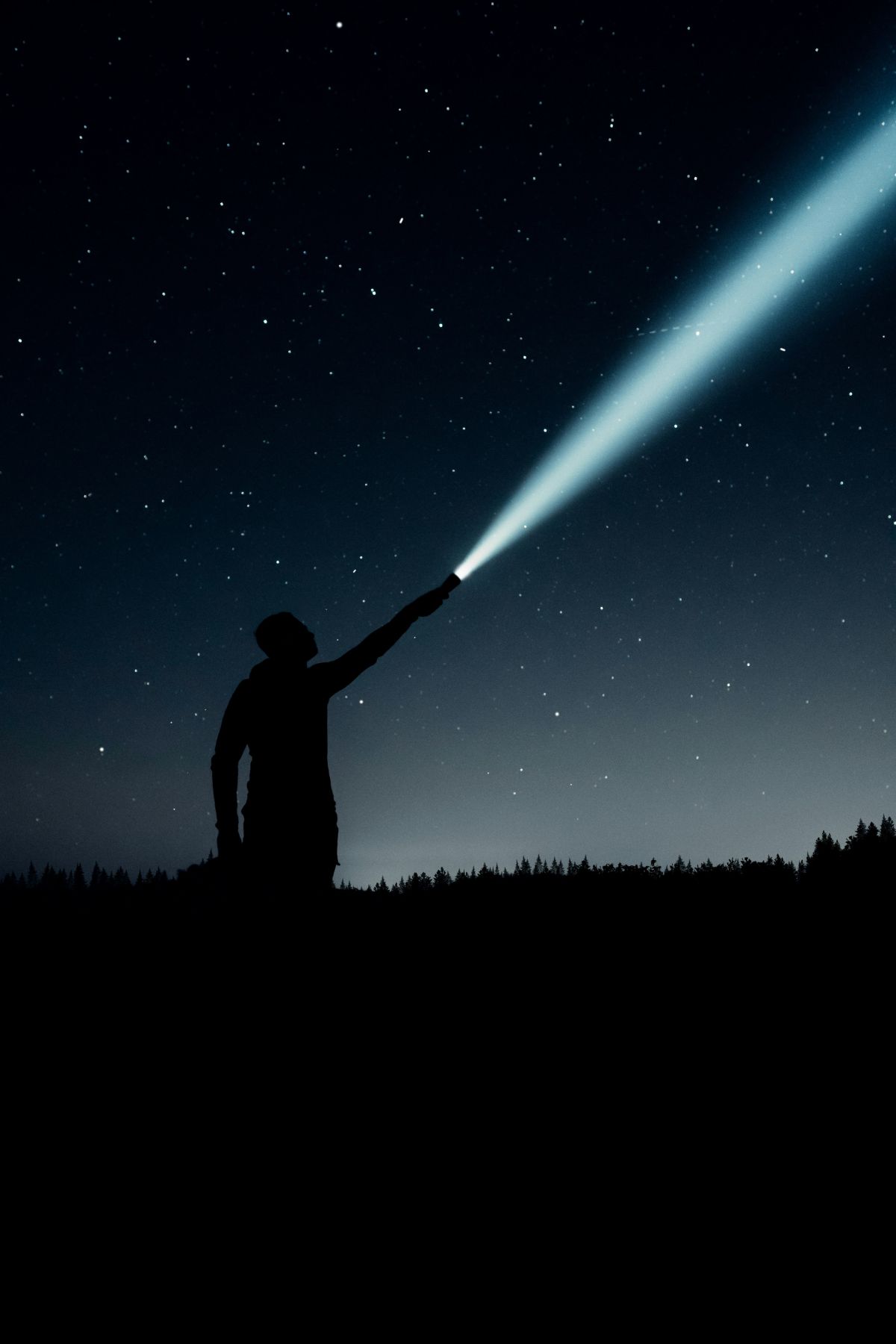 flashlights, stars, moon, searching, space