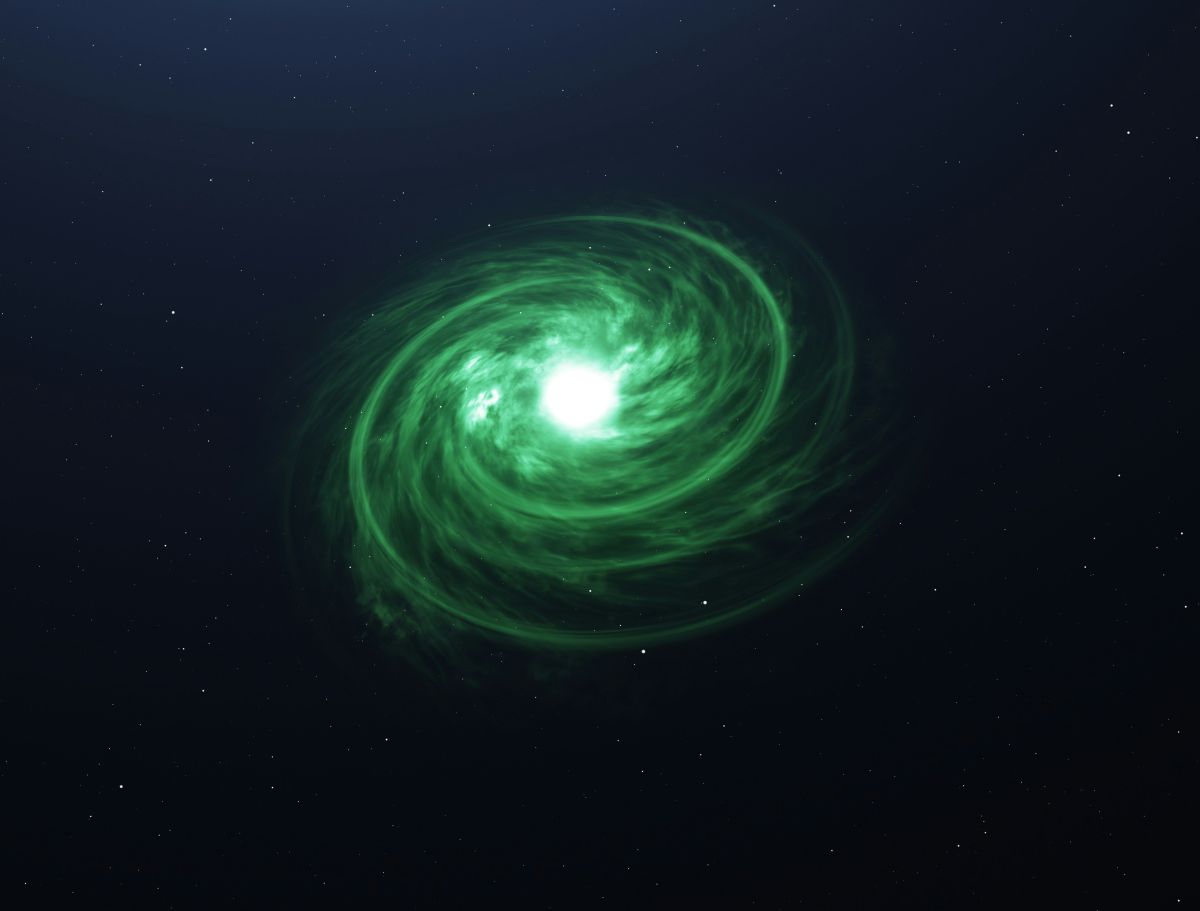 space, supernova, green light, art, cosmos