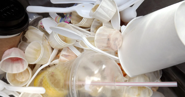 trash, plastic utensils, pollution, plastic cups, plastic straws