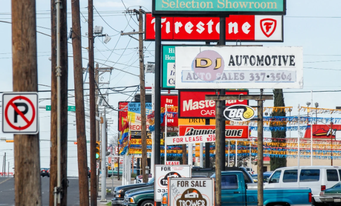 ads, billboards, advertisements, American street, marketing, visual pollution