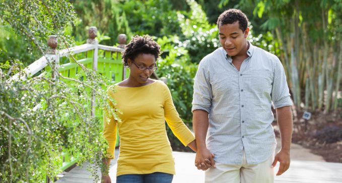 walk, couple holding hands, nice walk, couple talking, romantic walk