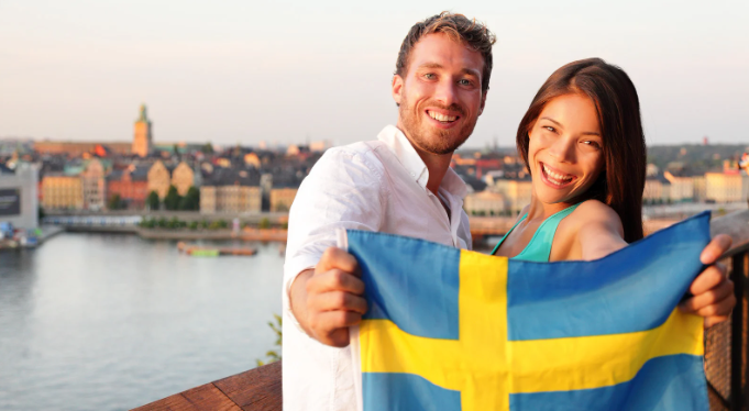 swedes, swedish couple, scandanavia, swedish flag, happy swedes