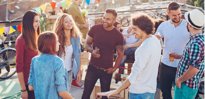 conversation, parties, small talk, cocktail parties, rooftop party, 