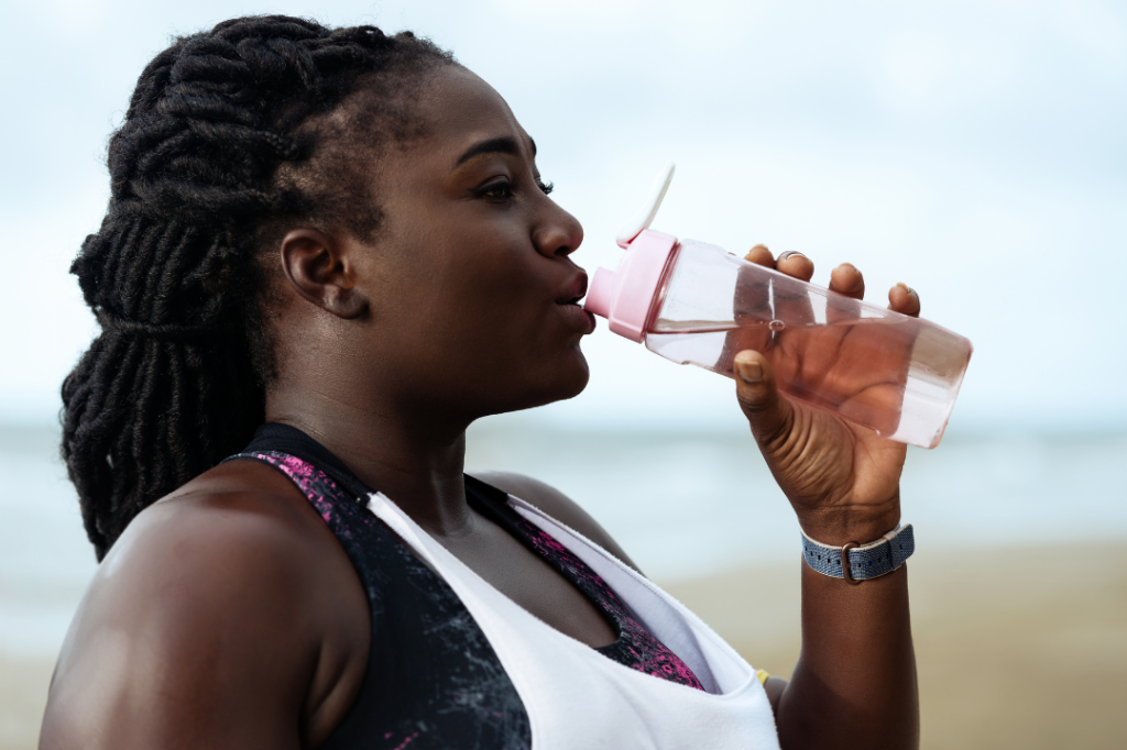 Woman, drinking, water, hydration, water temperature