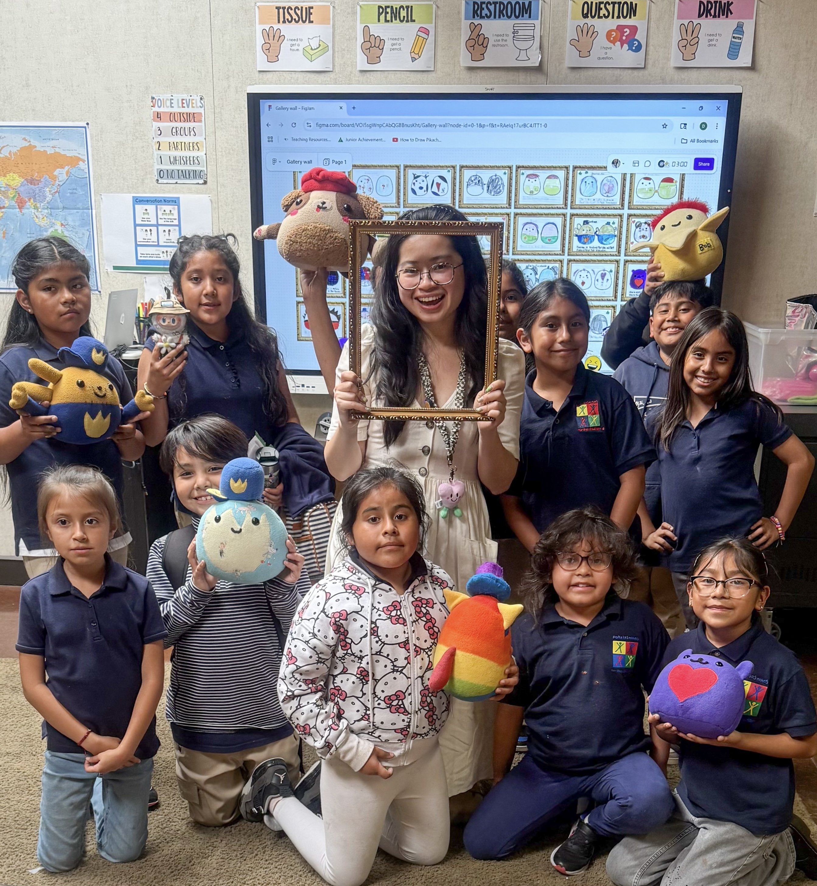 students, teacher, squishmallows