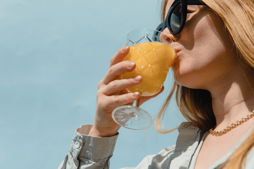 woman, mocktail, drinking, juice, non-alcoholic