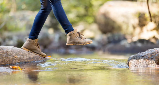 feet, water, hike, stream, healing, nature, boots