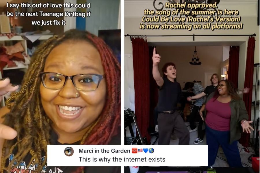 rachel ruff cuyler, poolhouse, indie rock, music, viral song, rock music, tiktok collabs, harmonies, teenage dirtbag