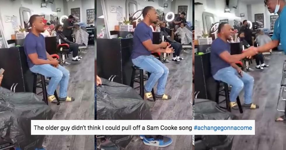 No one at the barbershop believed this guy could cover Sam Cooke. Then he started singing.