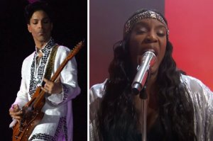 Prince performing; woman performing