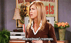jennifer aniston, friends, menstrual cramps
