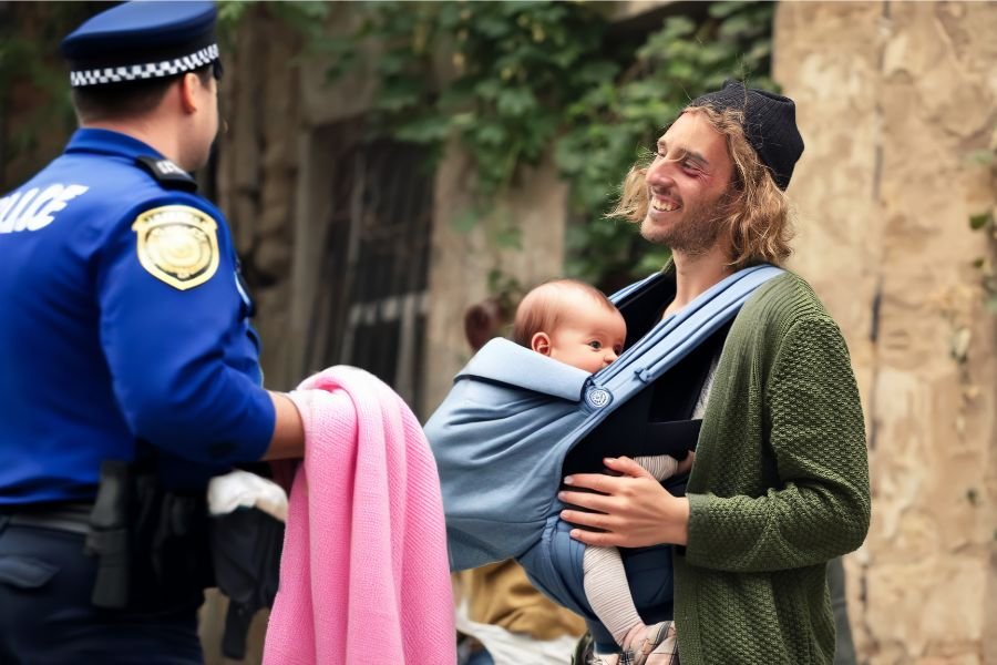 homelessness; homeless; dad; homeless dad; neighbor calls police; parenting; new parents