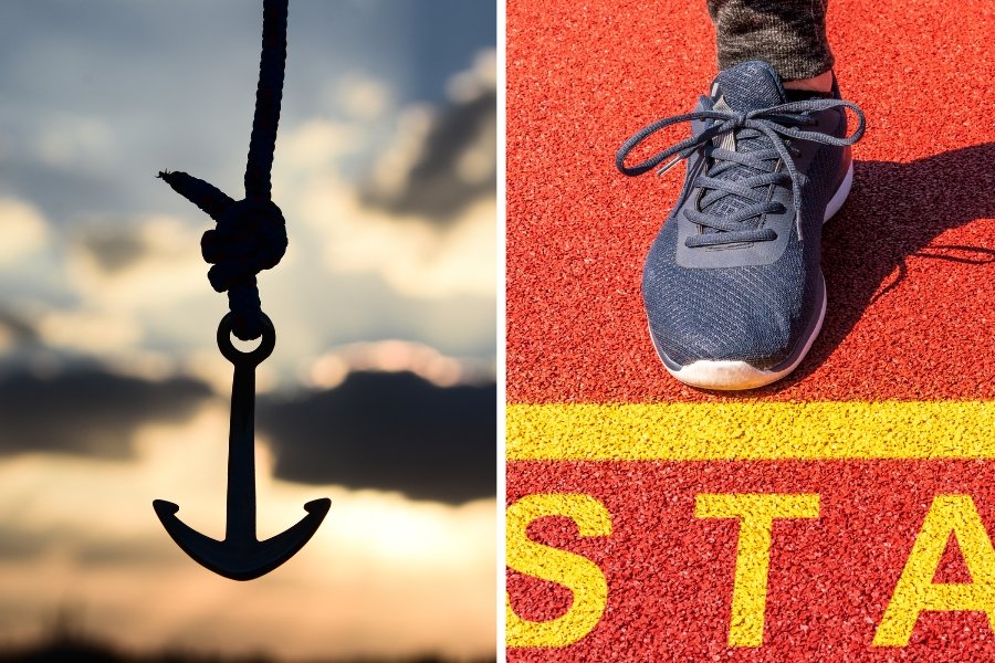 anchor, anchors aweigh, anchor's away, toe the line, idioms