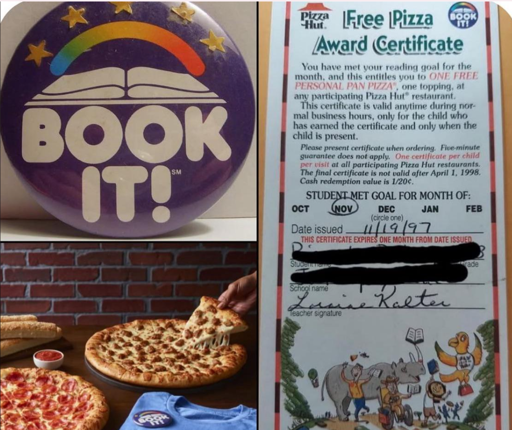 pizza, pizza hut, pizza hut book, sausage pizza, '90s pizza hut, book it,