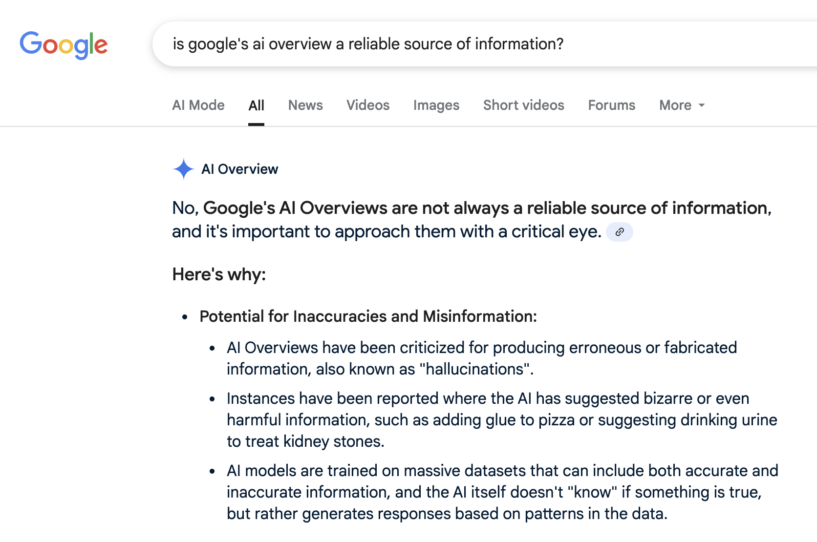 ai overview results, false information, google reliability, AI, misinformation 