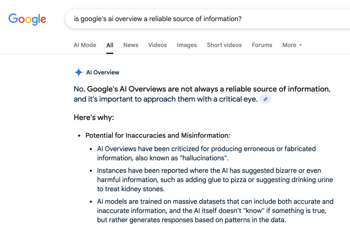 ai overview results, false information, google reliability, AI, misinformation
