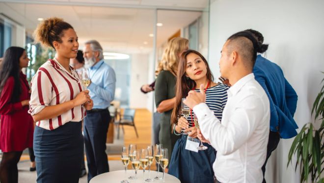 conversation, party, drinks, social situation, attention, listening
