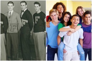 high school, old photos, age, looking older, aging process, 1950s, 2020s