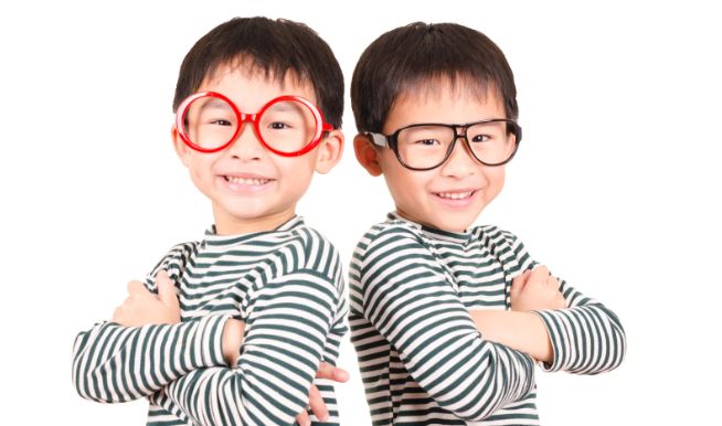 twins, twin boys, twins funny glasses, young boys, smiling twins, twins same shirt