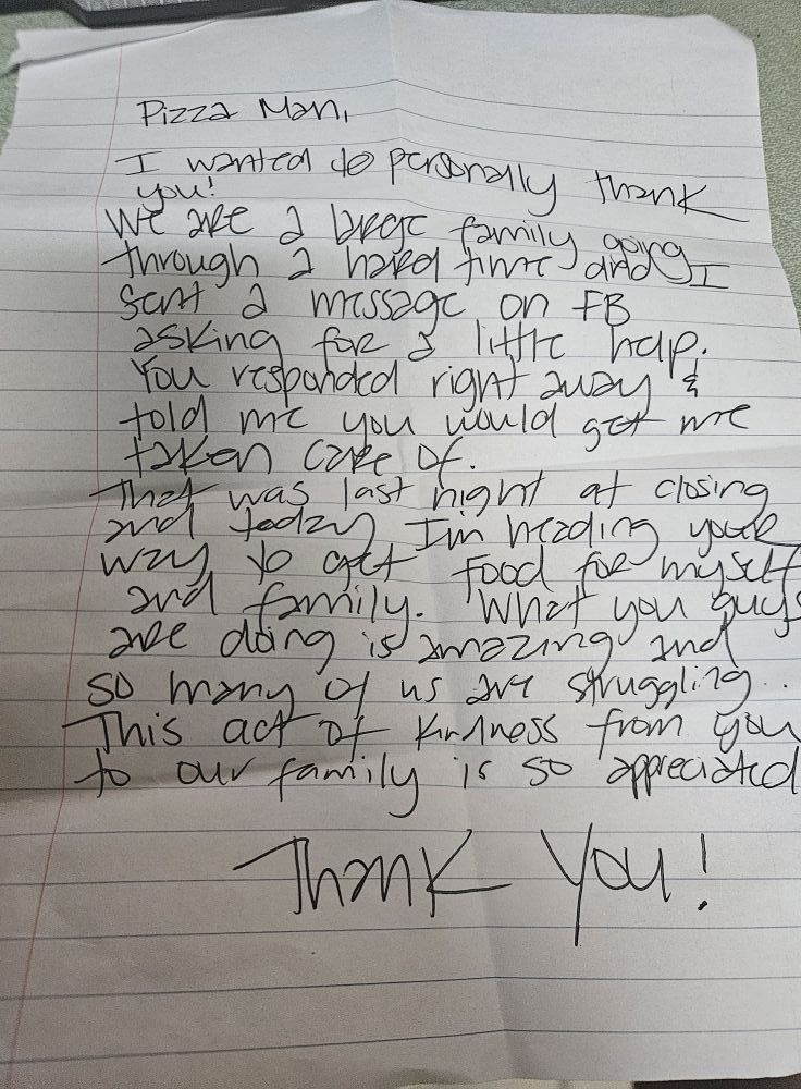 heights pizza man, pizza, pizza delivery, pizza near me, kindness, free pizza