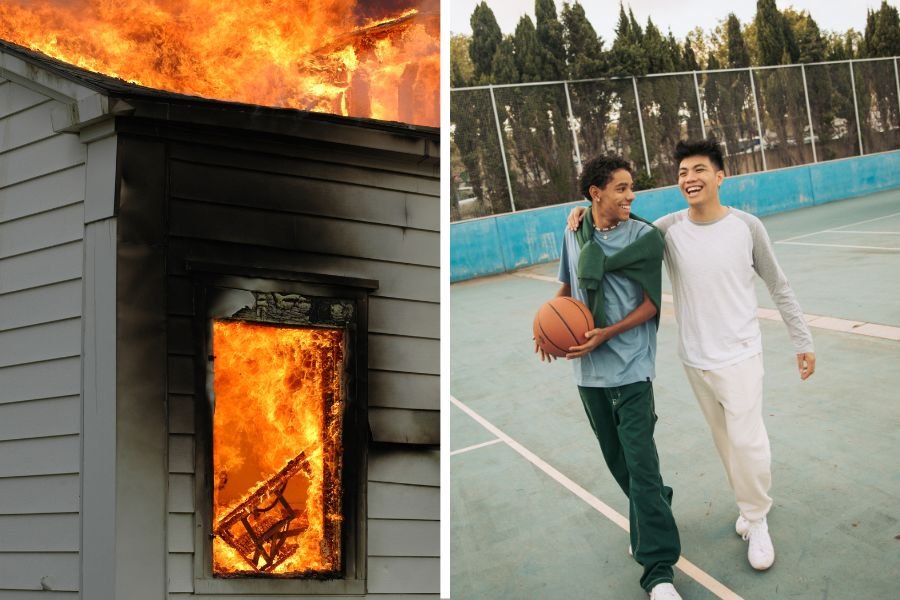 Utah teens; West Jordan; house fire; burning home; propane tank fire; teens rescue dogs; teens save dogs