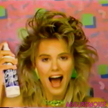 80s, 1980s hair, hairspray, 80s hairspray, 1980s hairspray