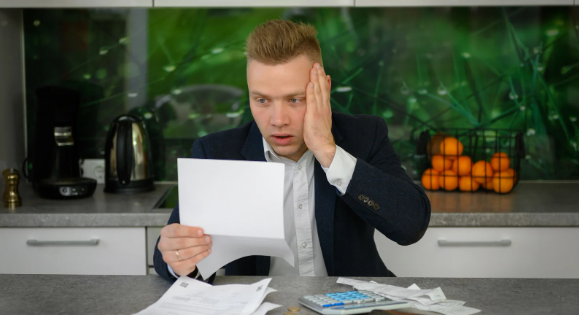 phone bill, big bill, unexpected bill, aol bill, america online, shocked man, money