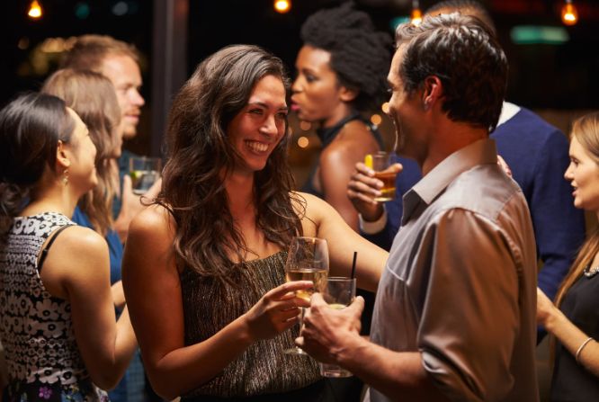 drinks, attraction, first impression, smiling woman, charming man, bar