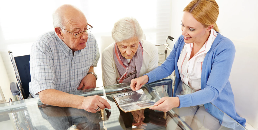 photos, old photos, elderly people, nurse, good old days, reminsching
