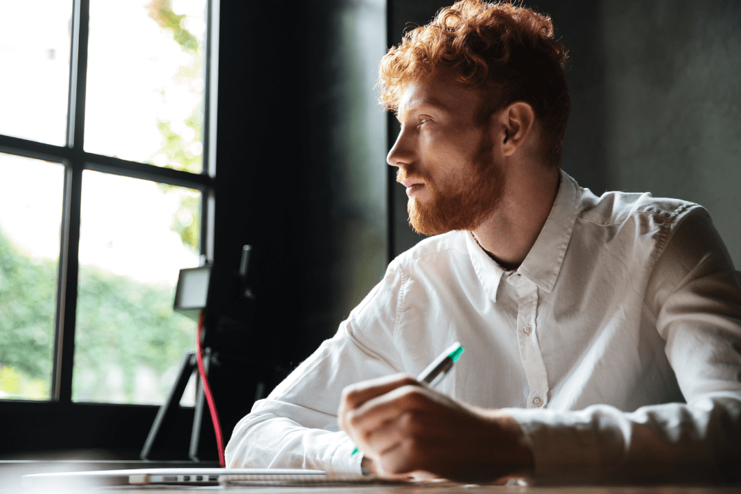 man, journaling, success, fear, setting