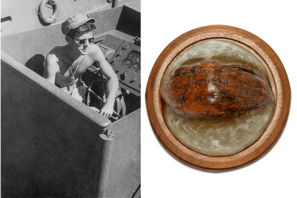 john f. kennedy. president john f. kennedy, coconut, world war II, south pacific