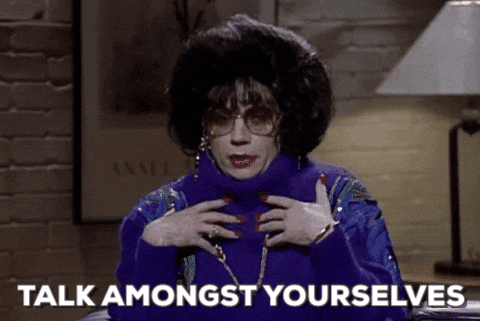 coffee talk, barbara, snl, talk amongst yourselves, verklempt