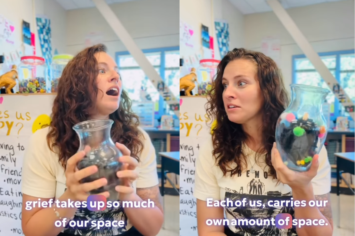 Fourth grade teacher beautifully explains what grief is to her students using a vase