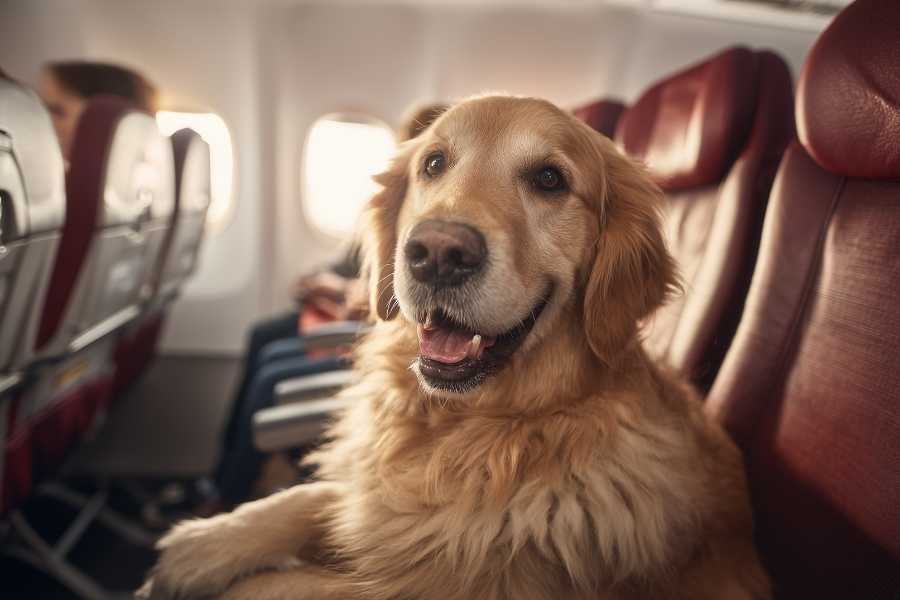 dog, flying, airplane, good dog, golden retriever