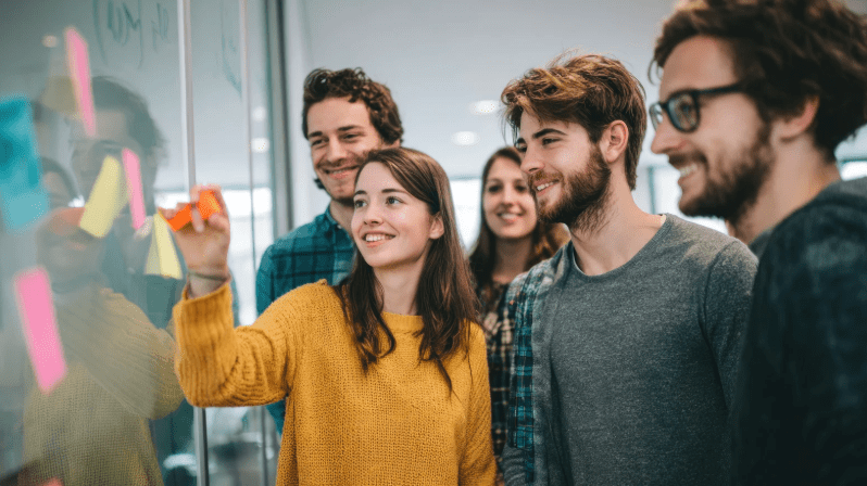 happiness, happiness study, happy students, psychology, students in college, post-its, college students, Cornell