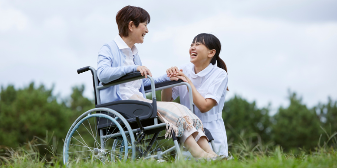 caring, kindness, green glag, kind heart, good heart, wheelchair