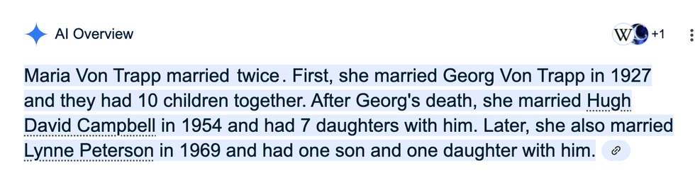 maria von trapp, ai overview results, false information, media, literacy