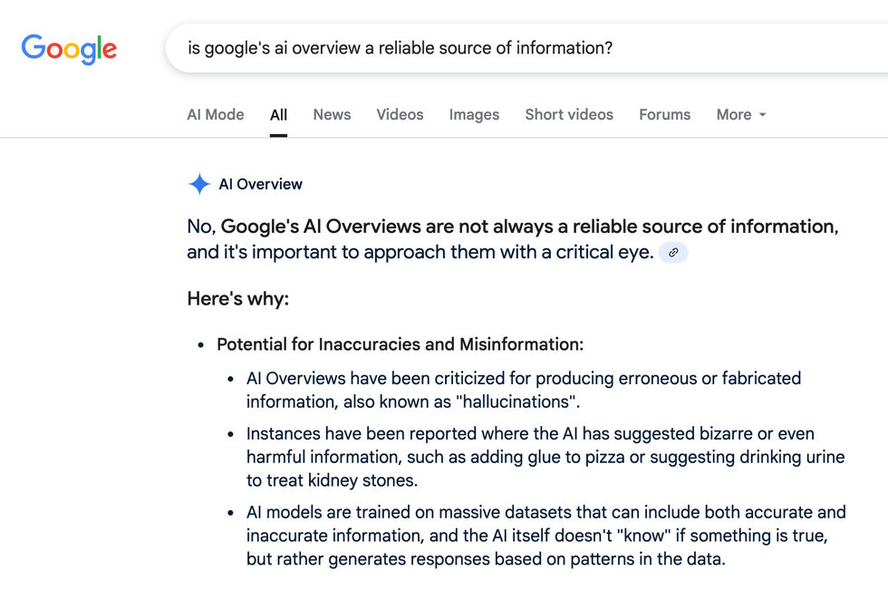 ai overview results, false information, google reliability, AI, misinformation 