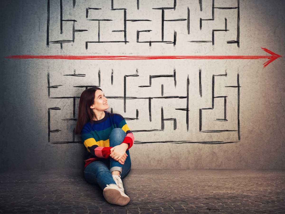 maze, breaking habits, unlearning behaviors, optional habits, personal growth, woman, mental flexibility