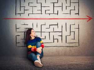 maze, breaking habits, unlearning behaviors, optional habits, personal growth, woman, mental flexibility