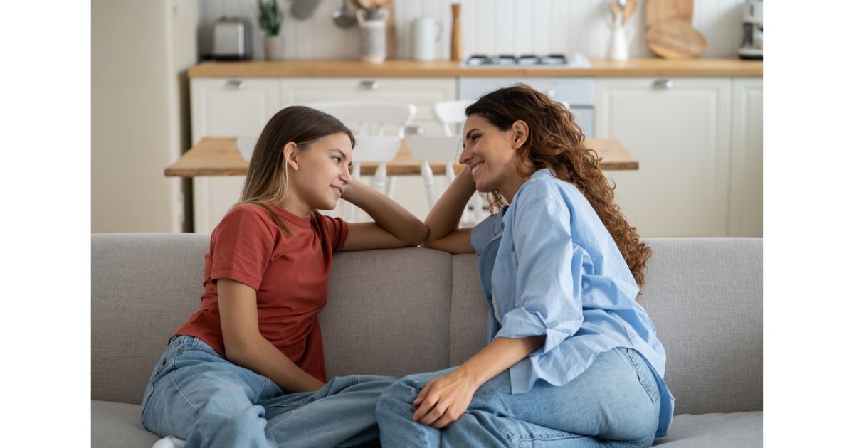 girl, young girl, mom, talking, parenting
