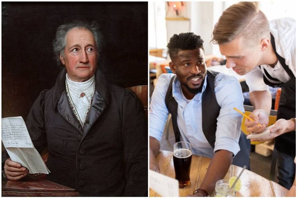 goethe, waiters, servers, philosophy, good people, bad people, goodness, evil