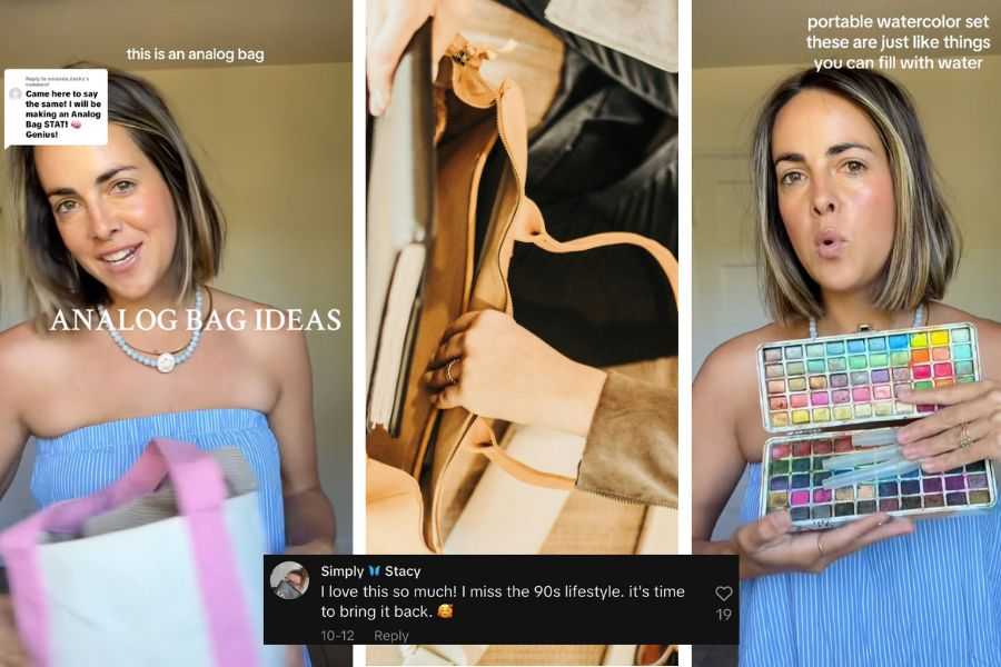 Woman shares what she keeps in her 'analog bag,' and it starts an offline movement