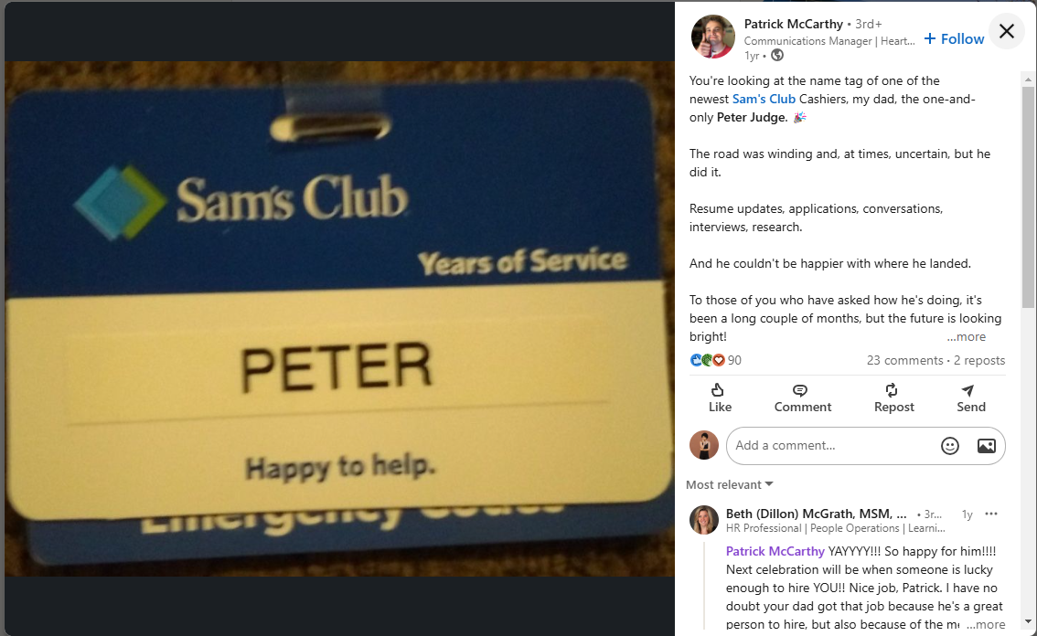 screenshot of LinkedIn post