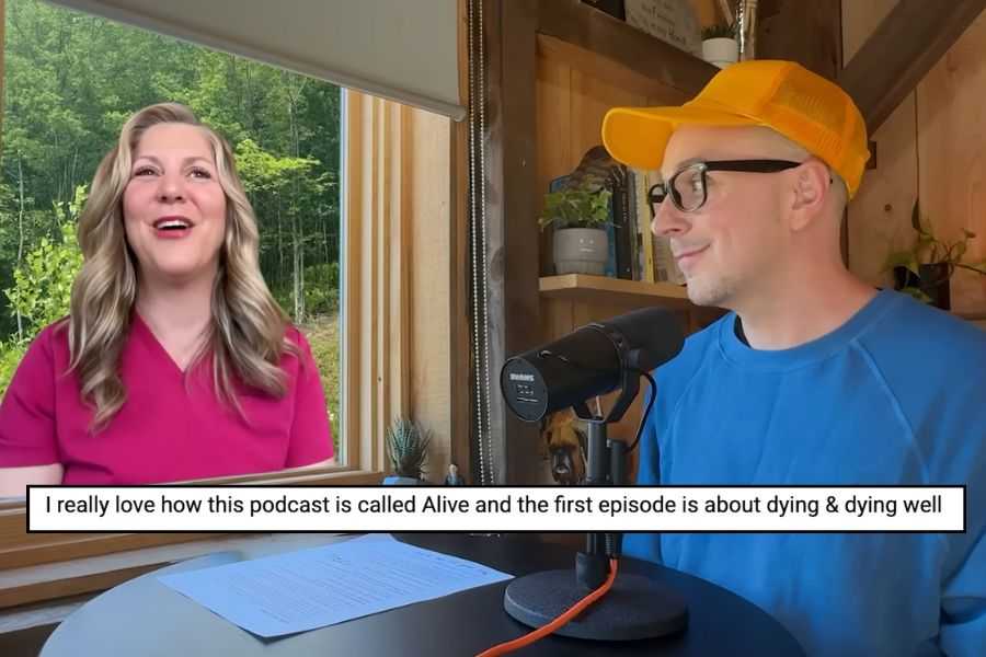 Hospice nurse Julie, death, dying hospice, Steve Burns Steve Burns podcast, Alive with Steve Burns, health, mental health