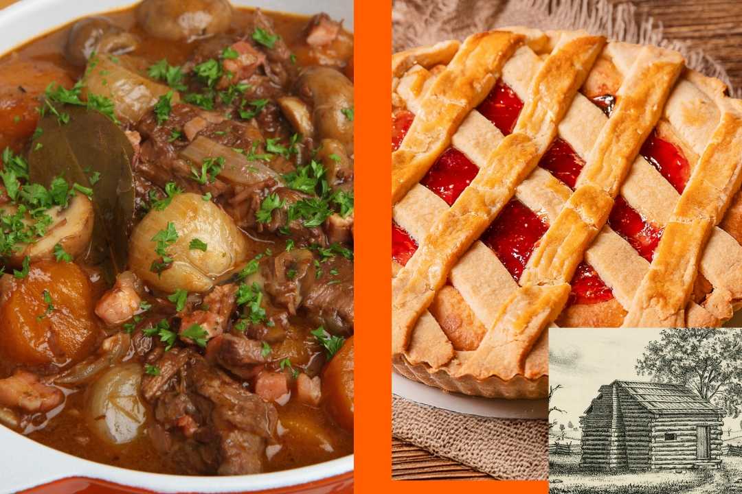1800s, cooking, baking, stew, potatoes, peach pie