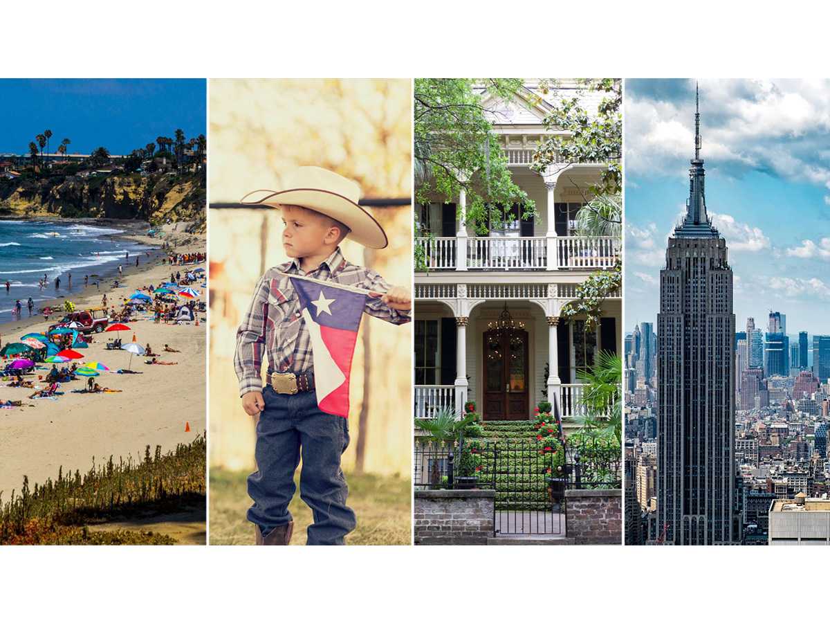 Texas, California, Georgia, New York, cities, beaches, the shore, soda pop