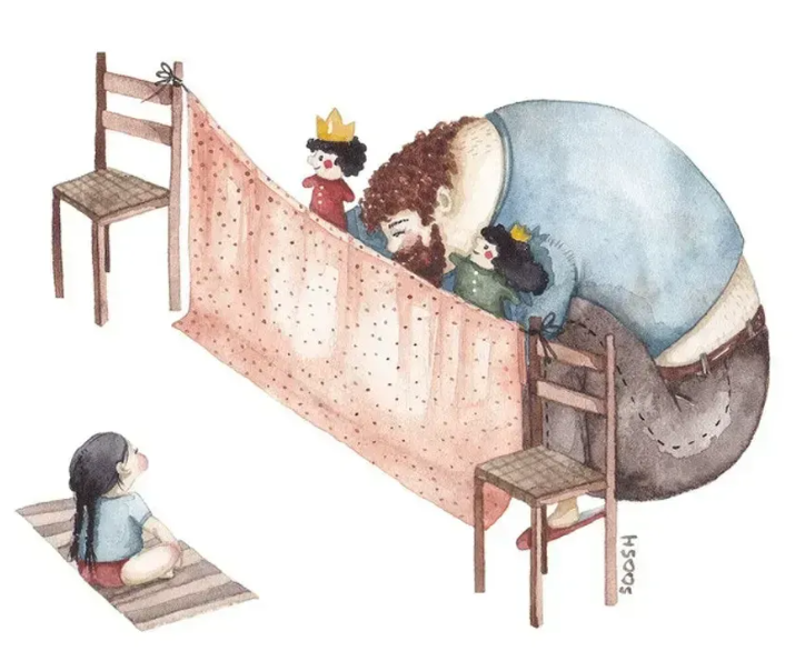 parenting, dads, daughters, fathers, art, artwork, puppets